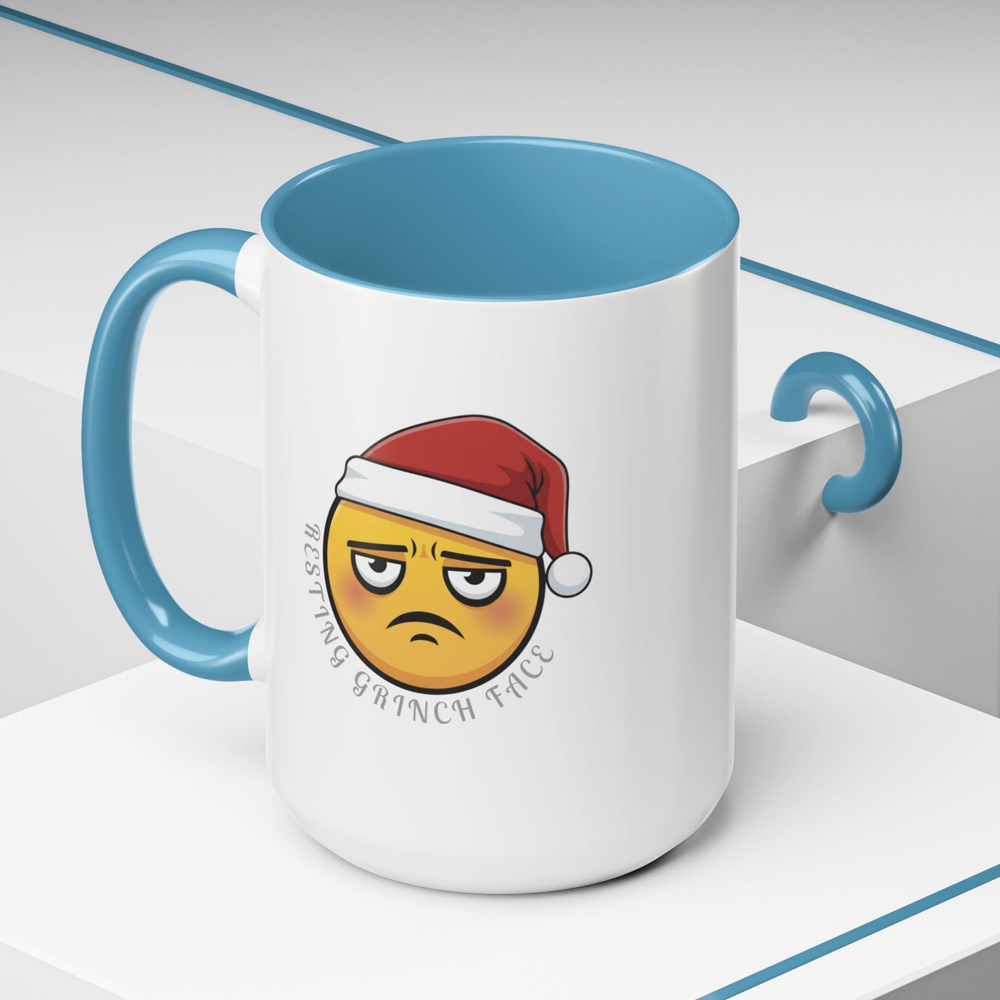 Grinch Face Accent Coffee Mug — Funny Santa Emoji Holiday Coffee Cup (11/15 oz)