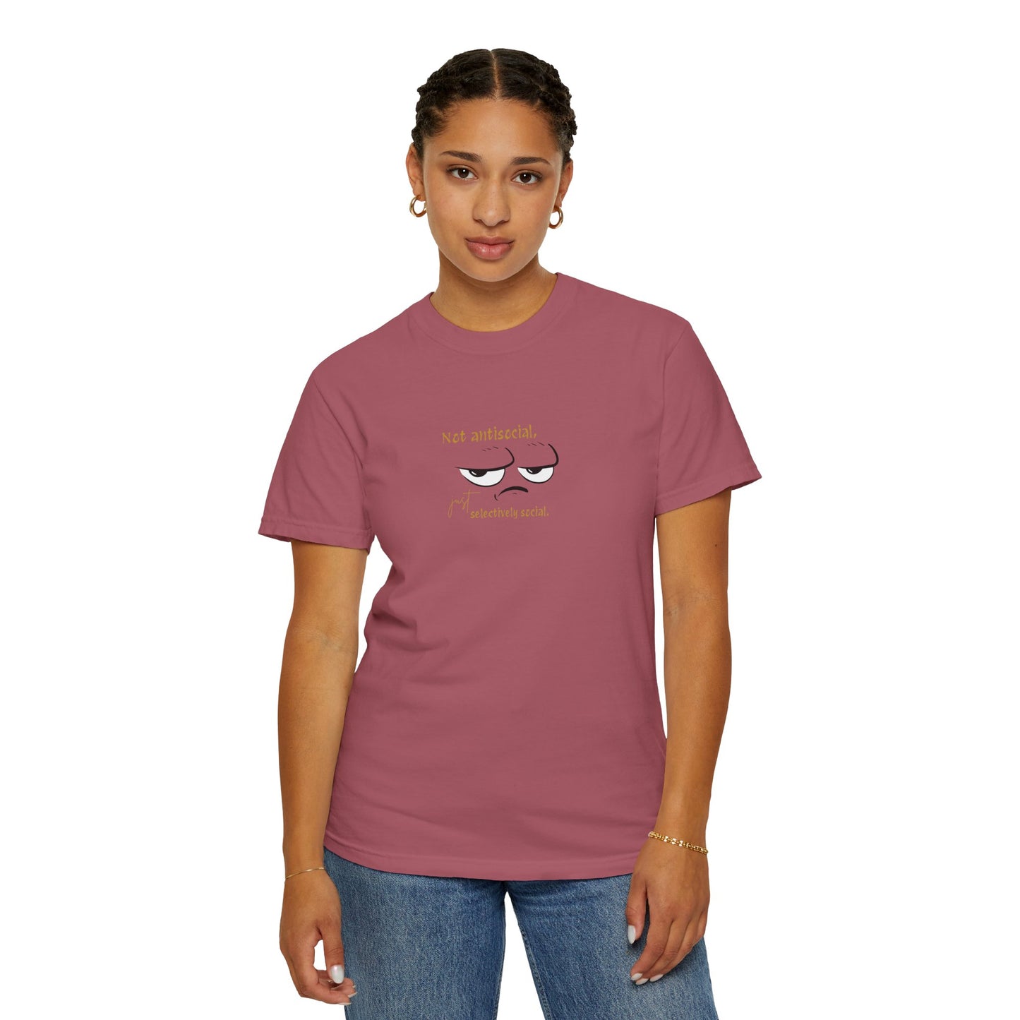 Garment-Dyed T-Shirt with Fun Eyewear Design, Casual Wear, Gift for Friends, Summer Apparel, Unique T-Shirt, Funny Quotes Tee