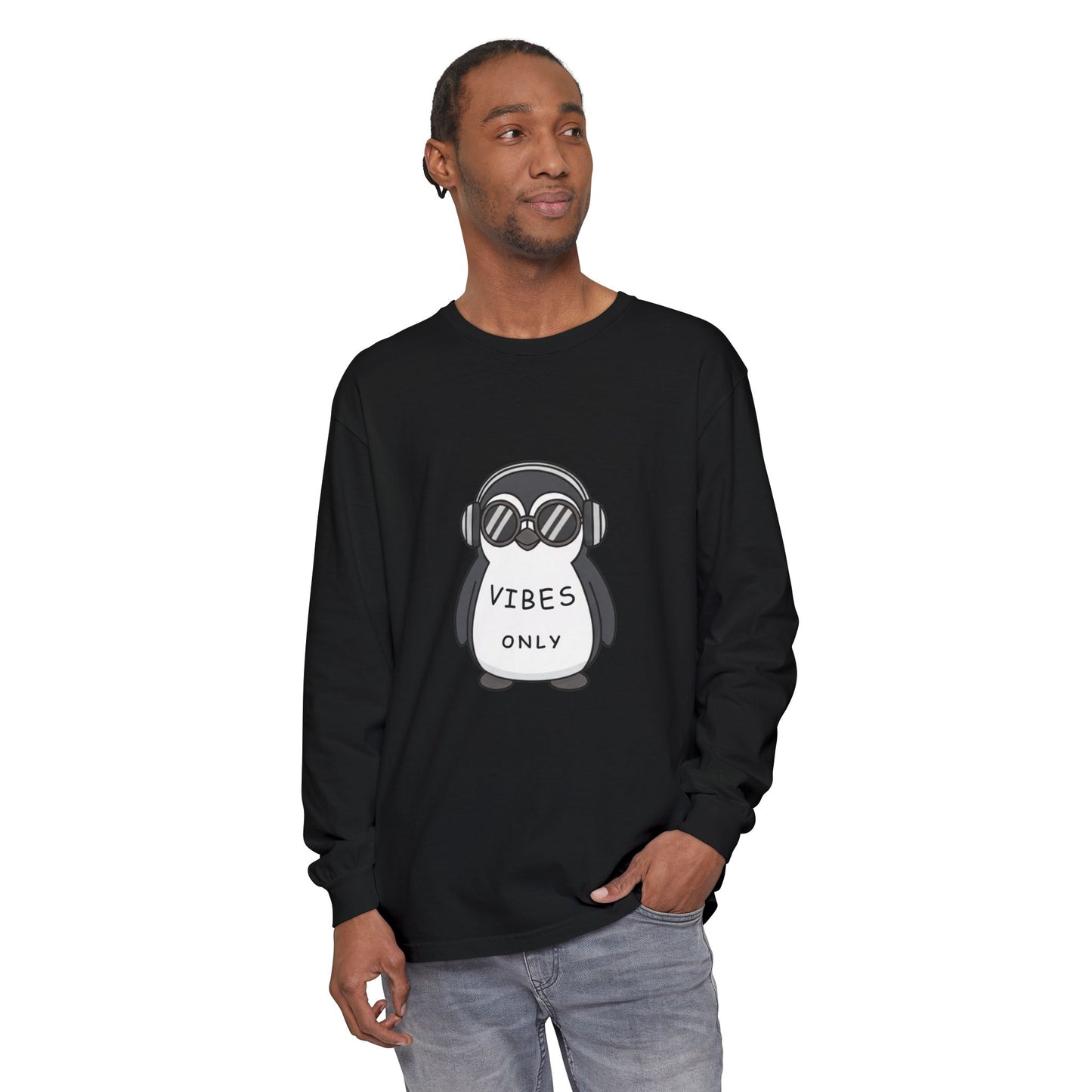 Vibes Only Penguin Long Sleeve T-Shirt