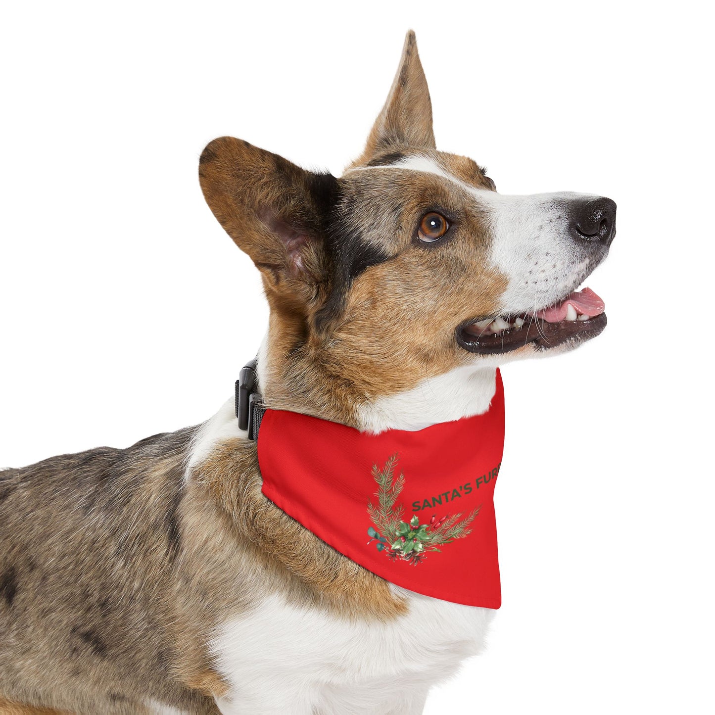 Pet Bandana — "Santa's Furry Little Helper" Red Holiday Collar Bandana for Dogs & Cats