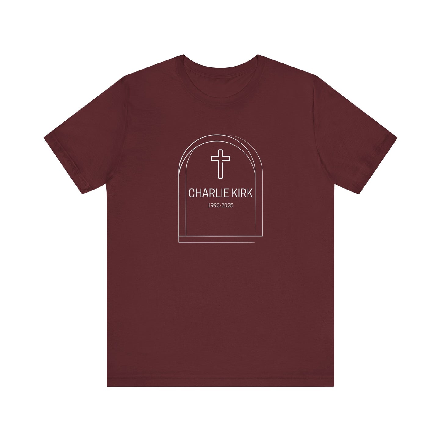 Charlie Kirk, Christian Faith Unisex Tee, Graveyard Cross Shirt, Religious Casual Wear, Inspirational Gift, Church Event Tee