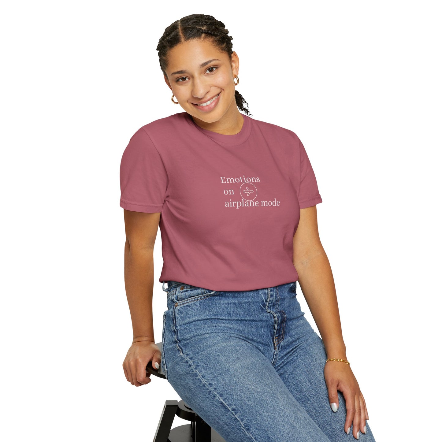 Emotional Airplane Mode T-shirt | Unisex Garment-Dyed Tee, Casual Wear, Gift for Tech Lovers, Comfortable Fashion, Relaxed Style