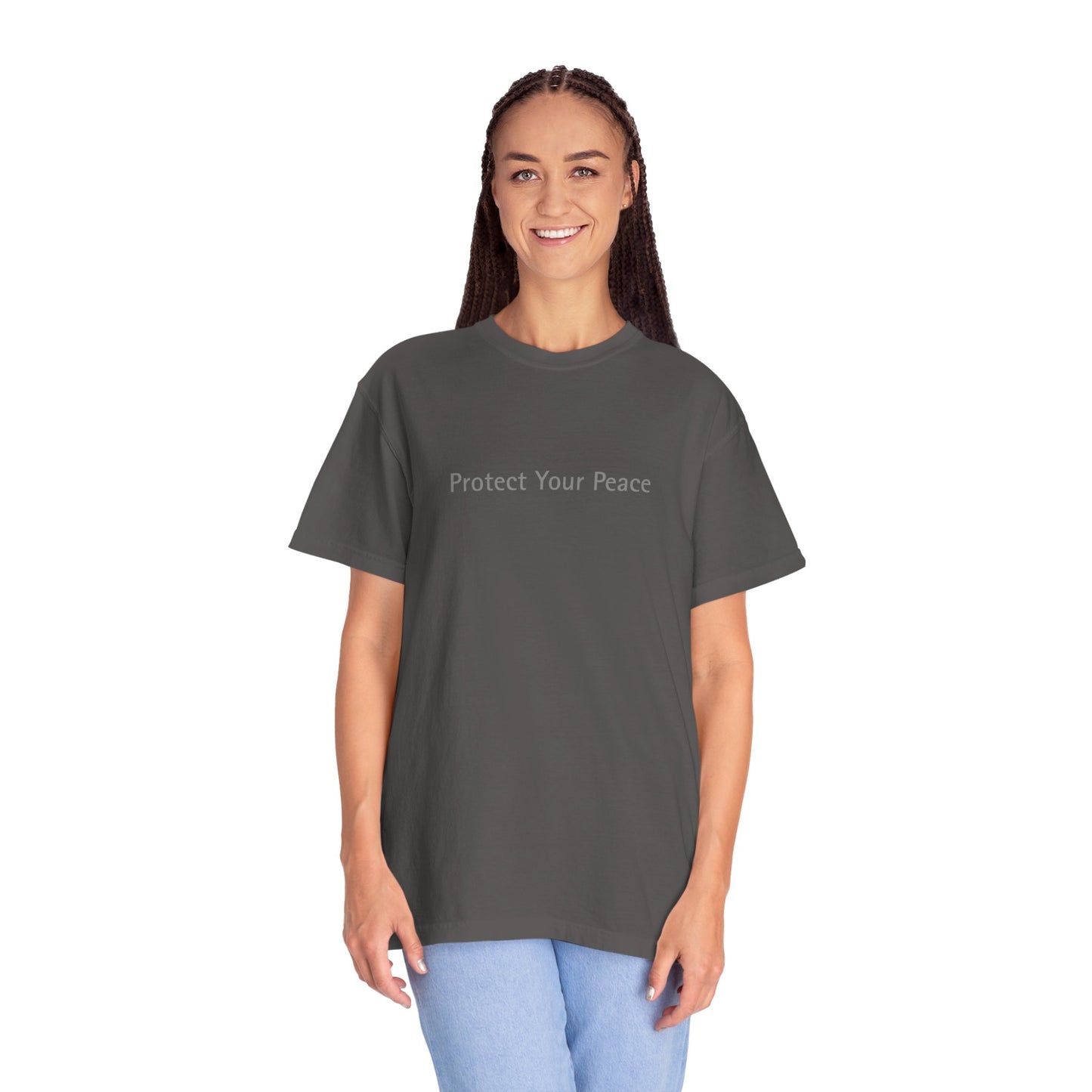 Protect Your Peace Unisex Garment-Dyed T-Shirt, Relaxed Fit Tee, Mindfulness Apparel, Stress Relief Clothing, Casual Gift