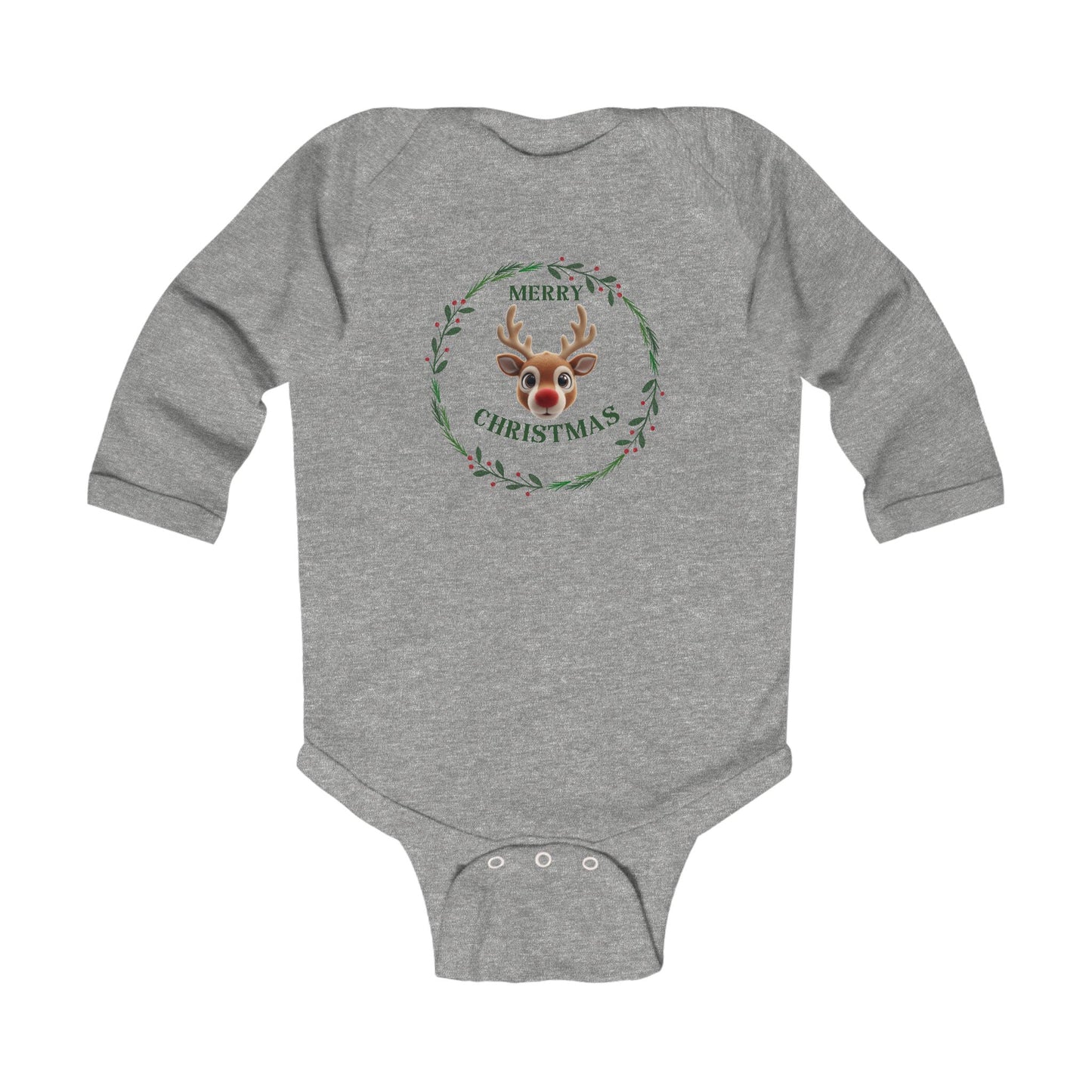 Merry Christmas Reindeer Infant Long Sleeve Bodysuit