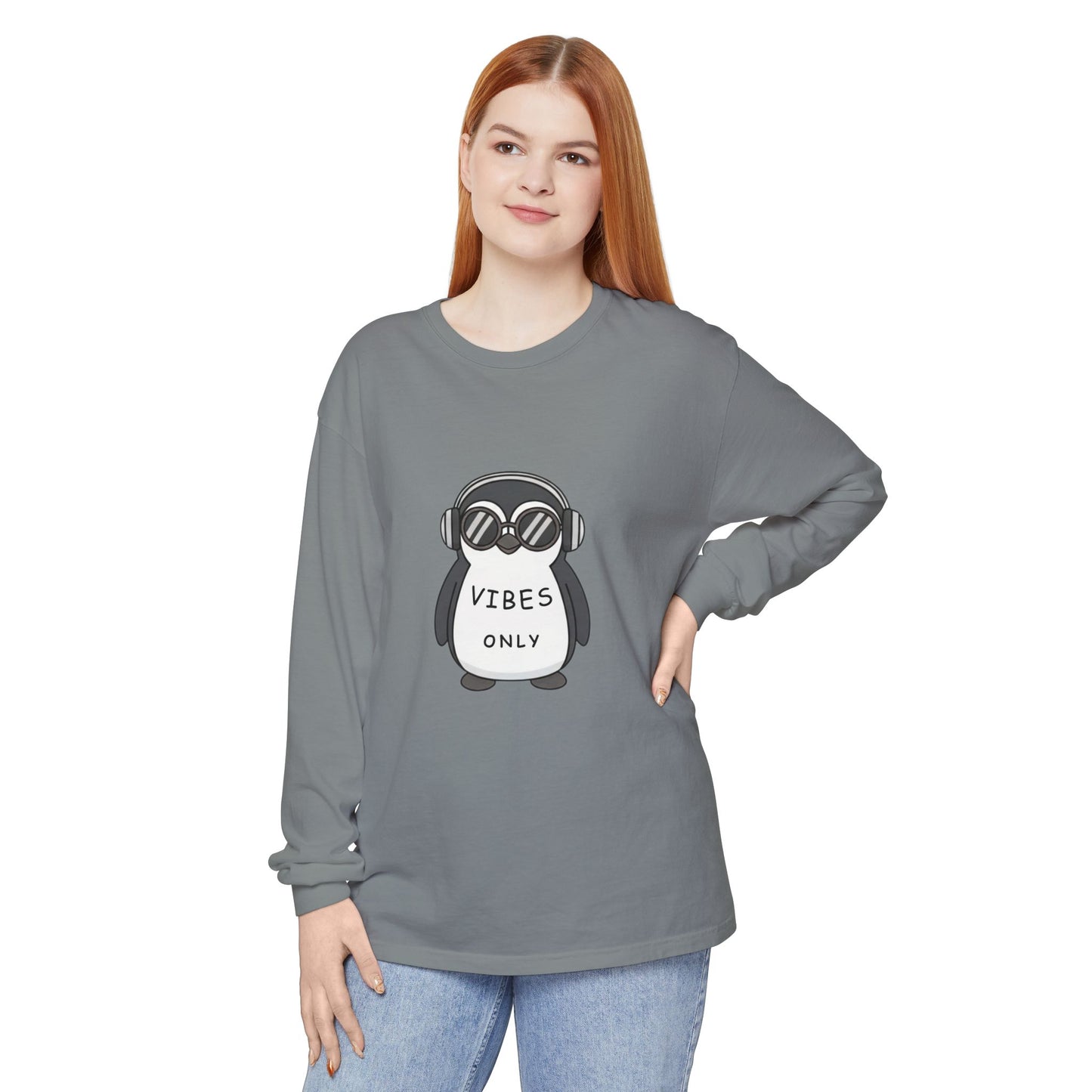Vibes Only Penguin Long Sleeve T-Shirt