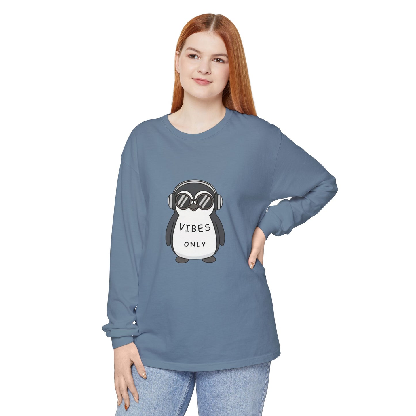 Vibes Only Penguin Long Sleeve T-Shirt