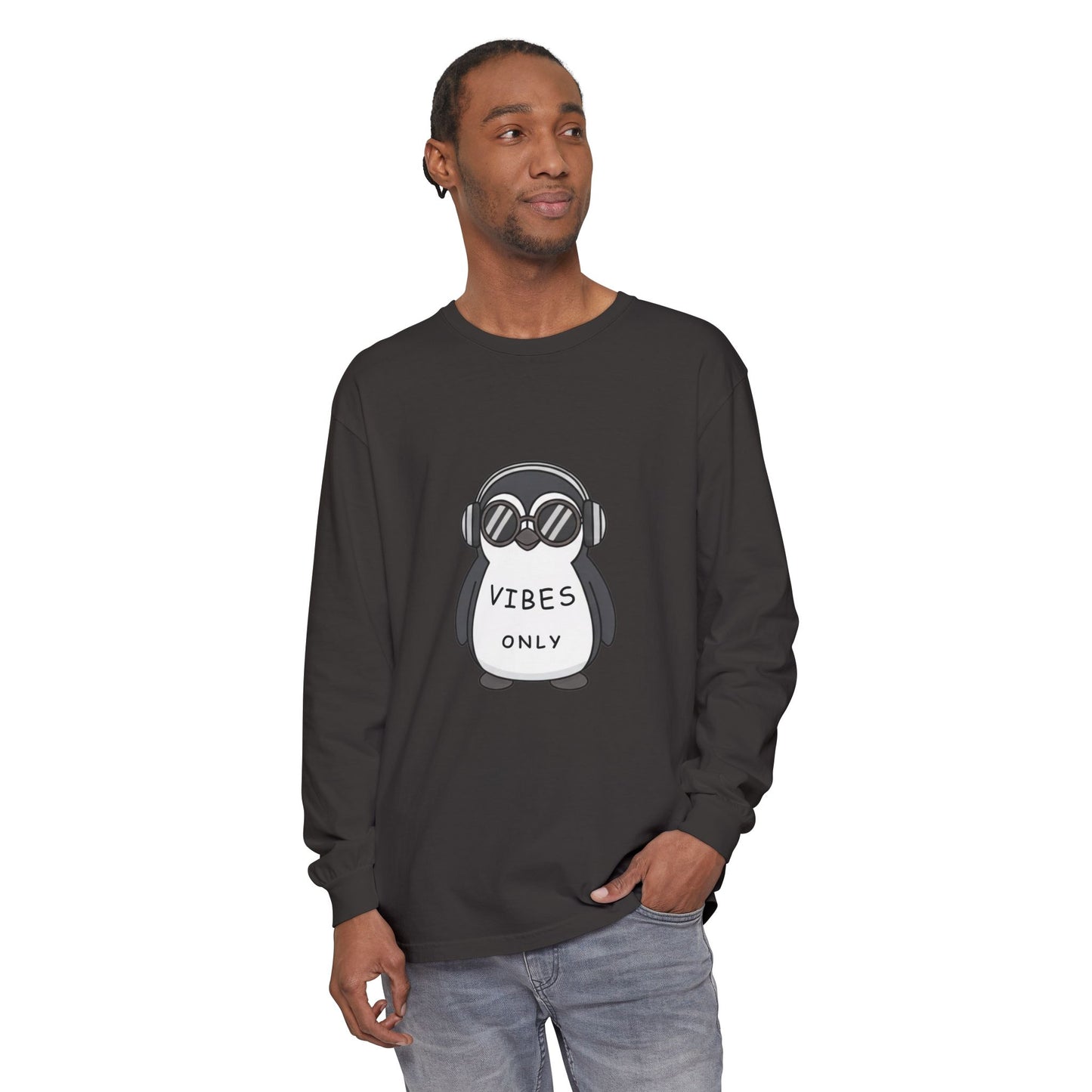 Vibes Only Penguin Long Sleeve T-Shirt
