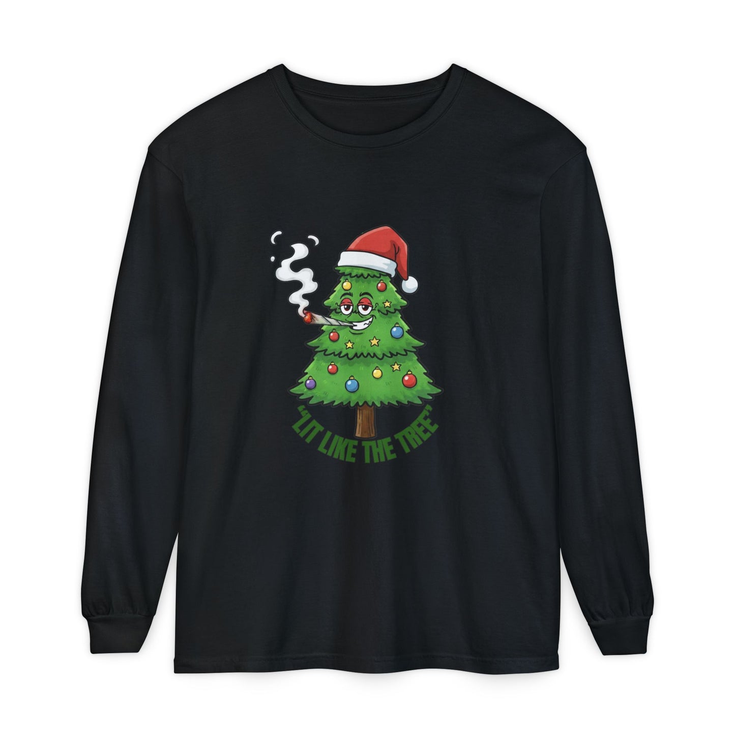 Funny 'Lit Like The Tree' Christmas Tree Long Sleeve Tee