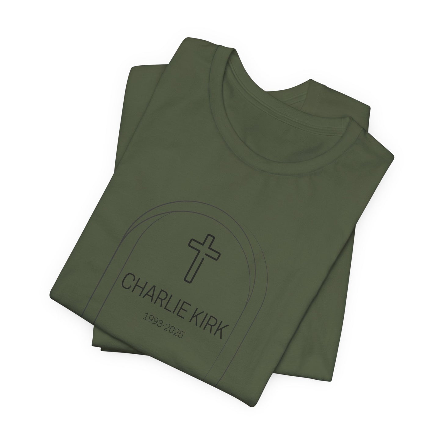 Charlie Kirk, Christian Faith Unisex Tee, Graveyard Cross Shirt, Religious Casual Wear, Inspirational Gift, Church Event Tee