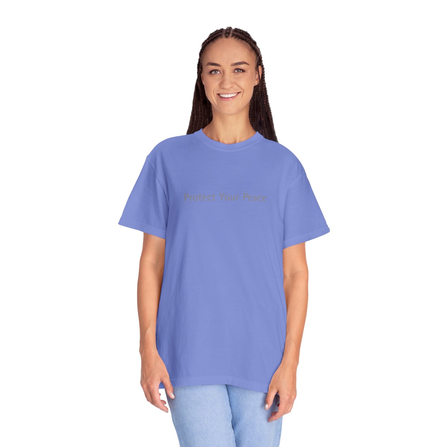 Protect Your Peace Unisex Garment-Dyed T-Shirt, Relaxed Fit Tee, Mindfulness Apparel, Stress Relief Clothing, Casual Gift