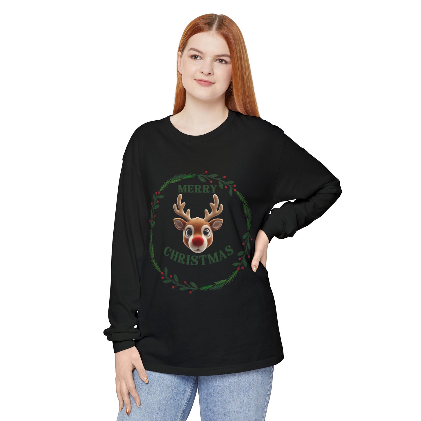 Merry Christmas Reindeer Long Sleeve T-Shirt
