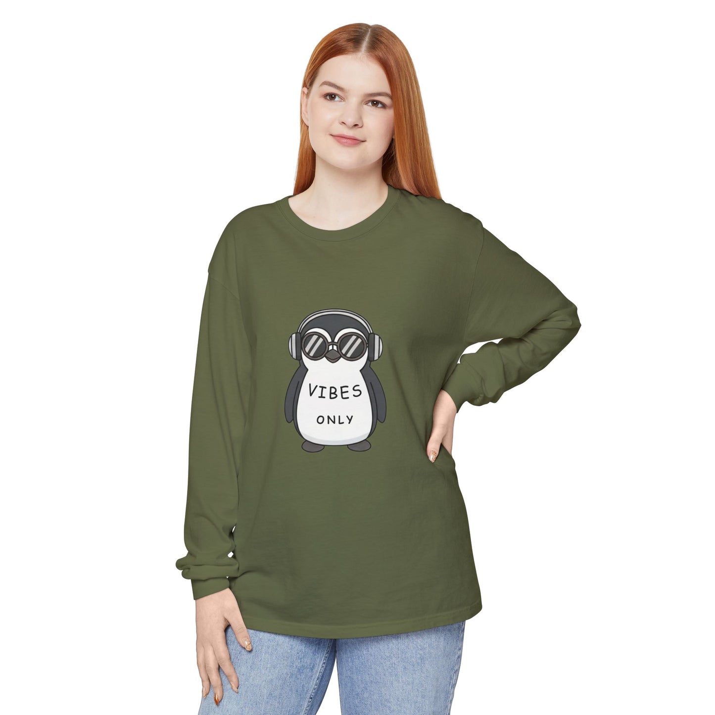 Vibes Only Penguin Long Sleeve T-Shirt