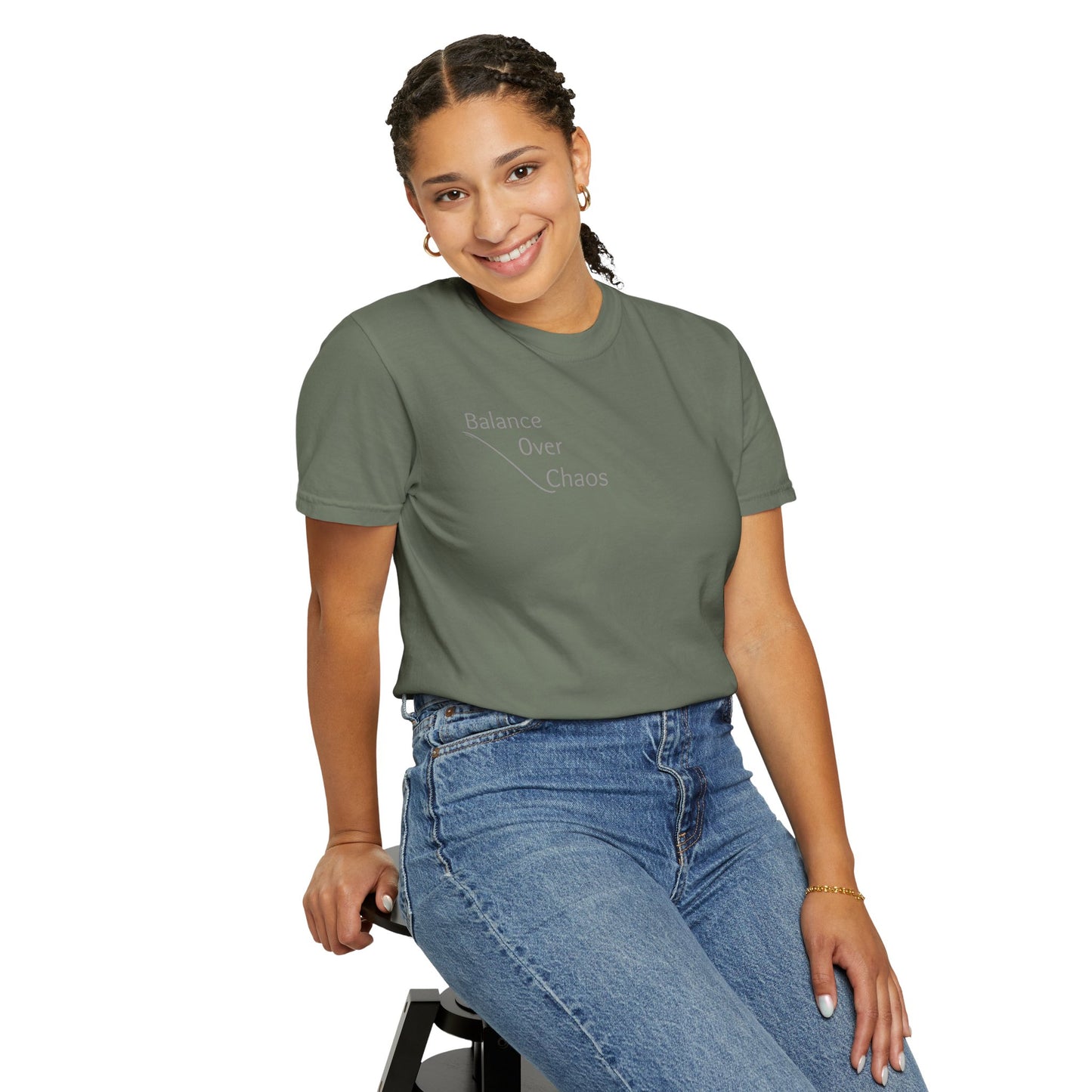 Balance Over Chaos Unisex Garment-Dyed T-Shirt, Casual Tee, Gift for Mindfulness, Relaxed Fit Top, Everyday Wear