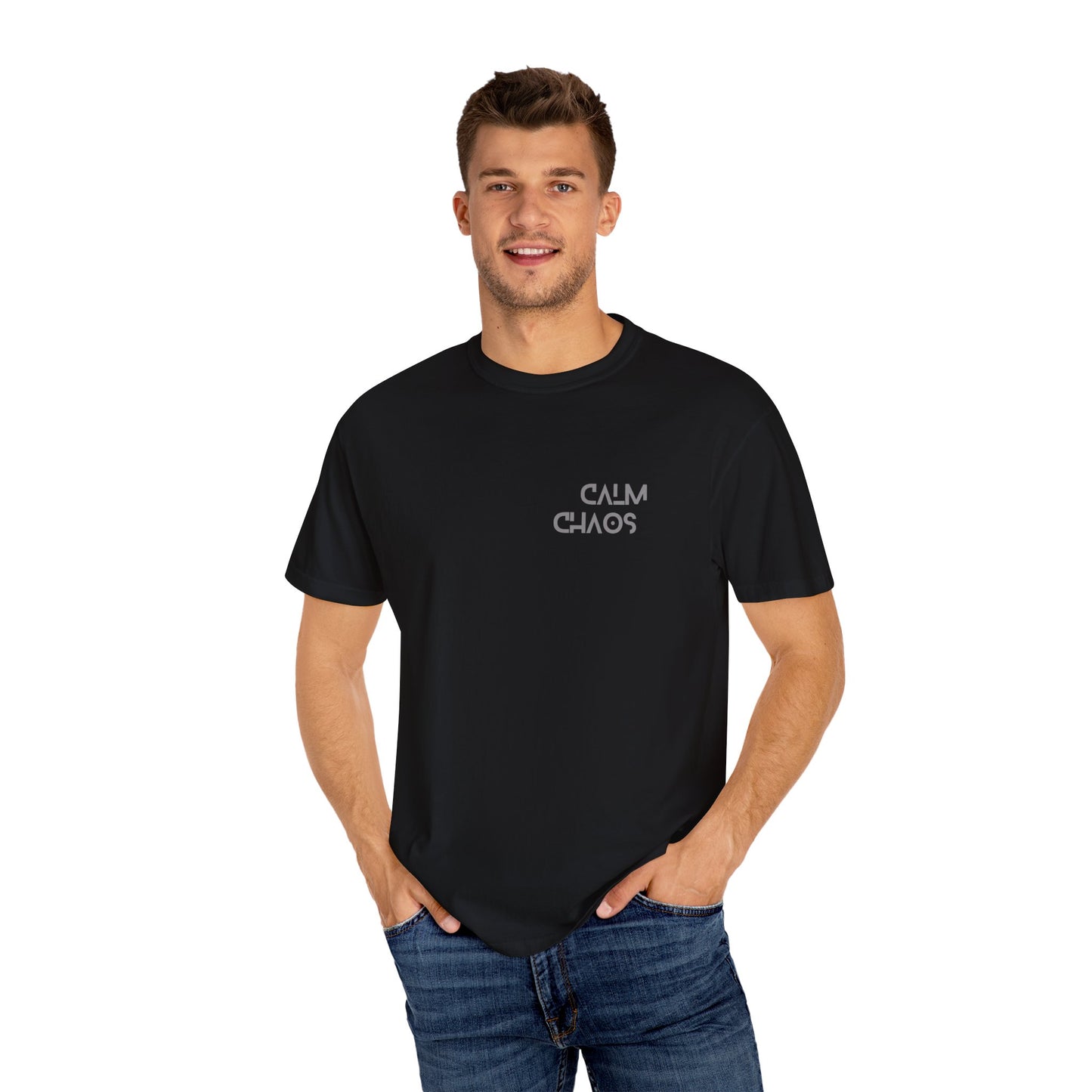Calm Chaos T-Shirt, Unisex Garment-Dyed Tee, Relaxed Fit, Motivational Gift, Casual Wear, Everyday Comfort