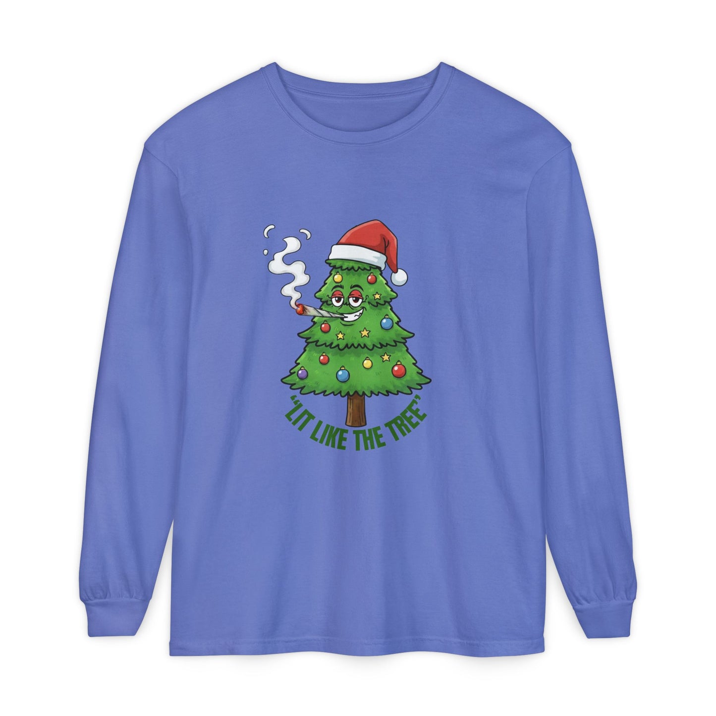Funny 'Lit Like The Tree' Christmas Tree Long Sleeve Tee