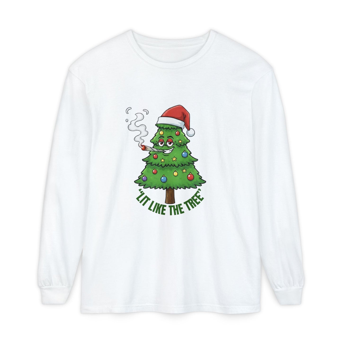Funny 'Lit Like The Tree' Christmas Tree Long Sleeve Tee