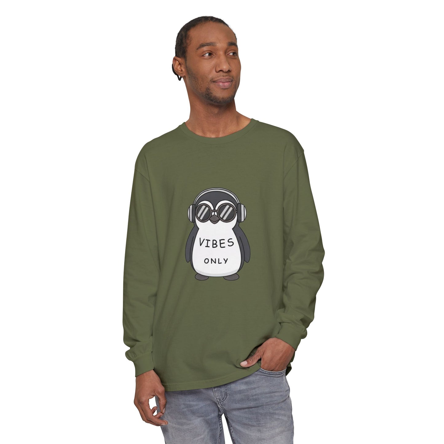 Vibes Only Penguin Long Sleeve T-Shirt