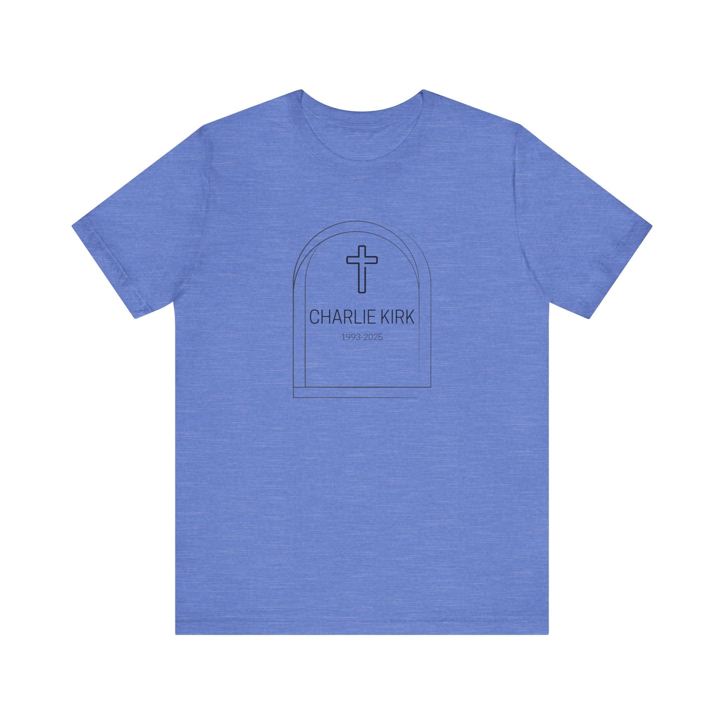 Charlie Kirk, Christian Faith Unisex Tee, Graveyard Cross Shirt, Religious Casual Wear, Inspirational Gift, Church Event Tee