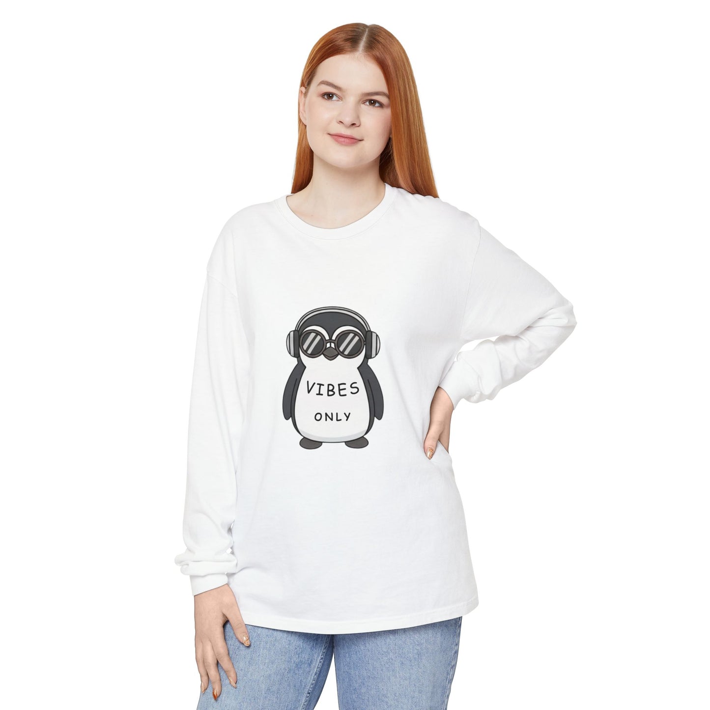 Vibes Only Penguin Long Sleeve T-Shirt