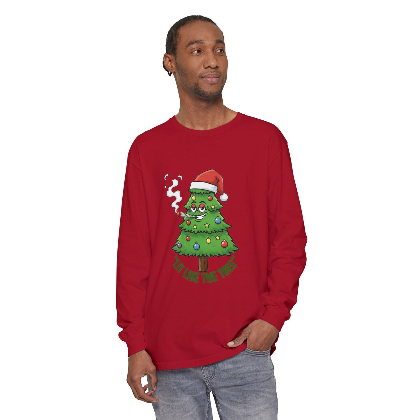 Funny 'Lit Like The Tree' Christmas Tree Long Sleeve Tee