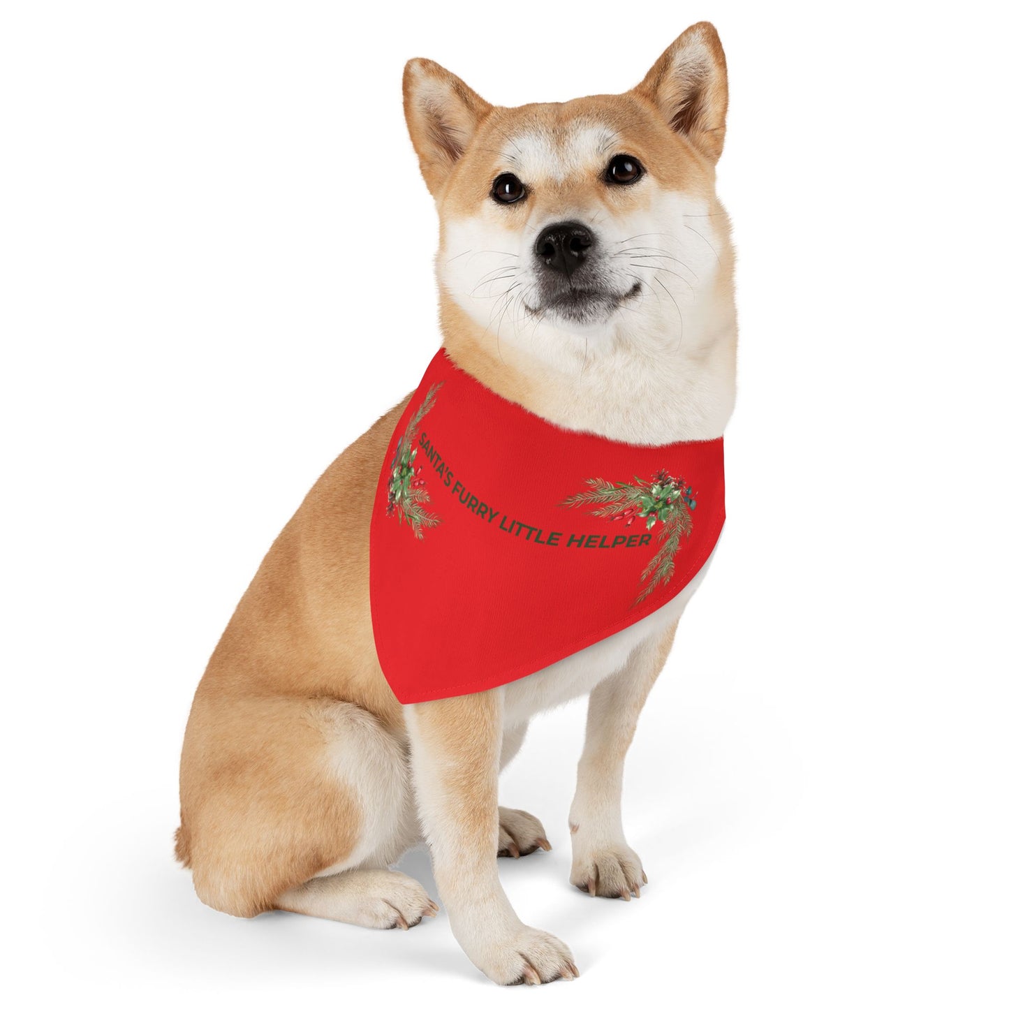 Pet Bandana — "Santa's Furry Little Helper" Red Holiday Collar Bandana for Dogs & Cats