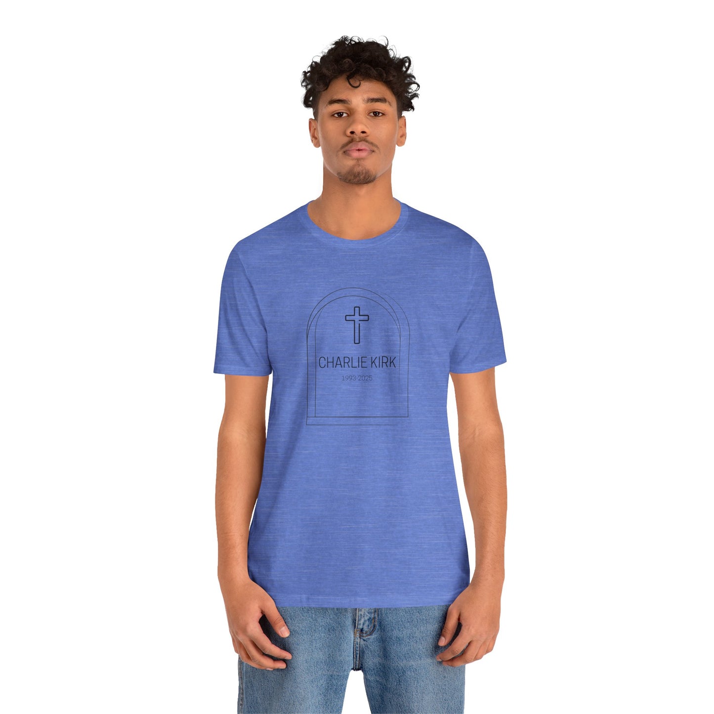 Charlie Kirk, Christian Faith Unisex Tee, Graveyard Cross Shirt, Religious Casual Wear, Inspirational Gift, Church Event Tee