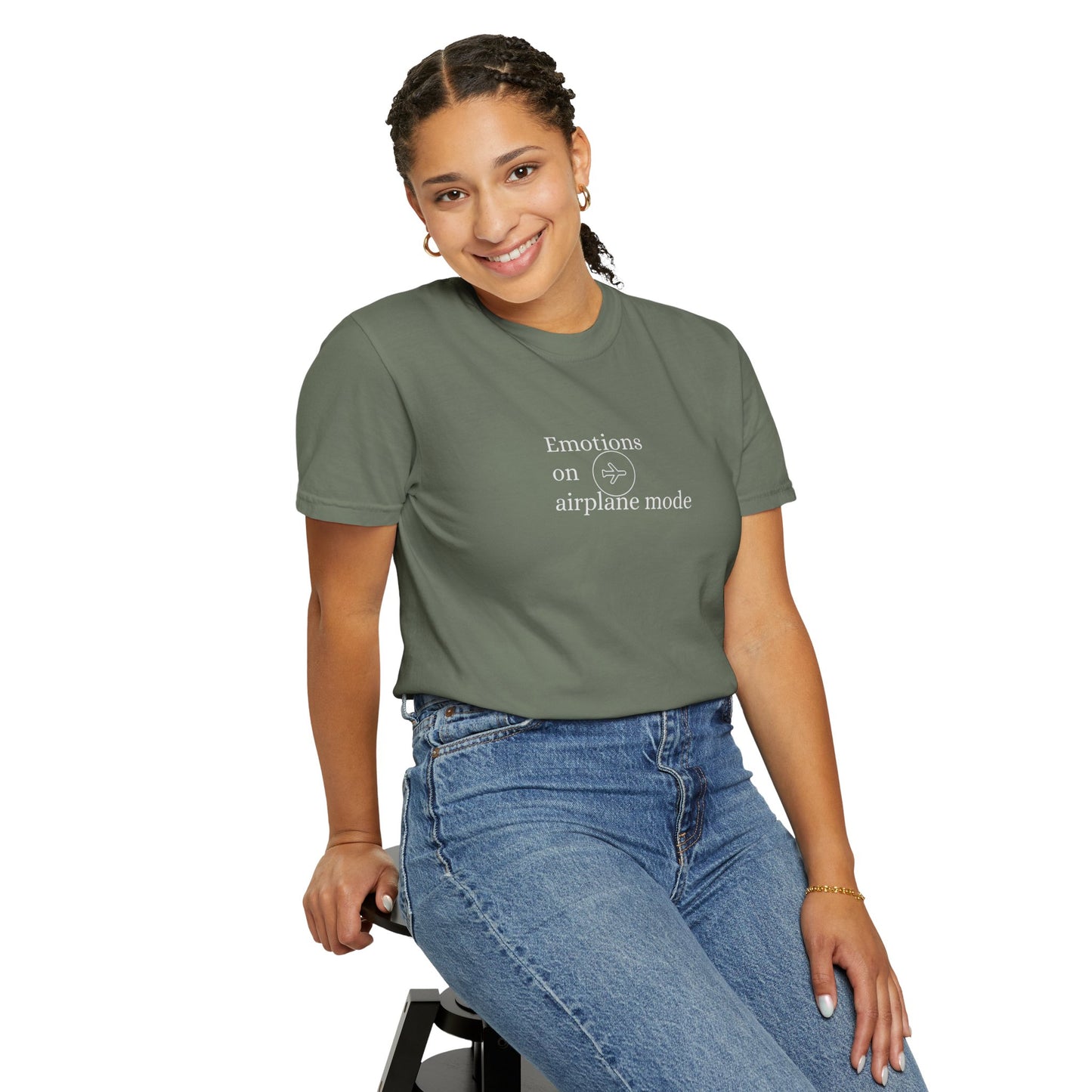 Emotional Airplane Mode T-shirt | Unisex Garment-Dyed Tee, Casual Wear, Gift for Tech Lovers, Comfortable Fashion, Relaxed Style