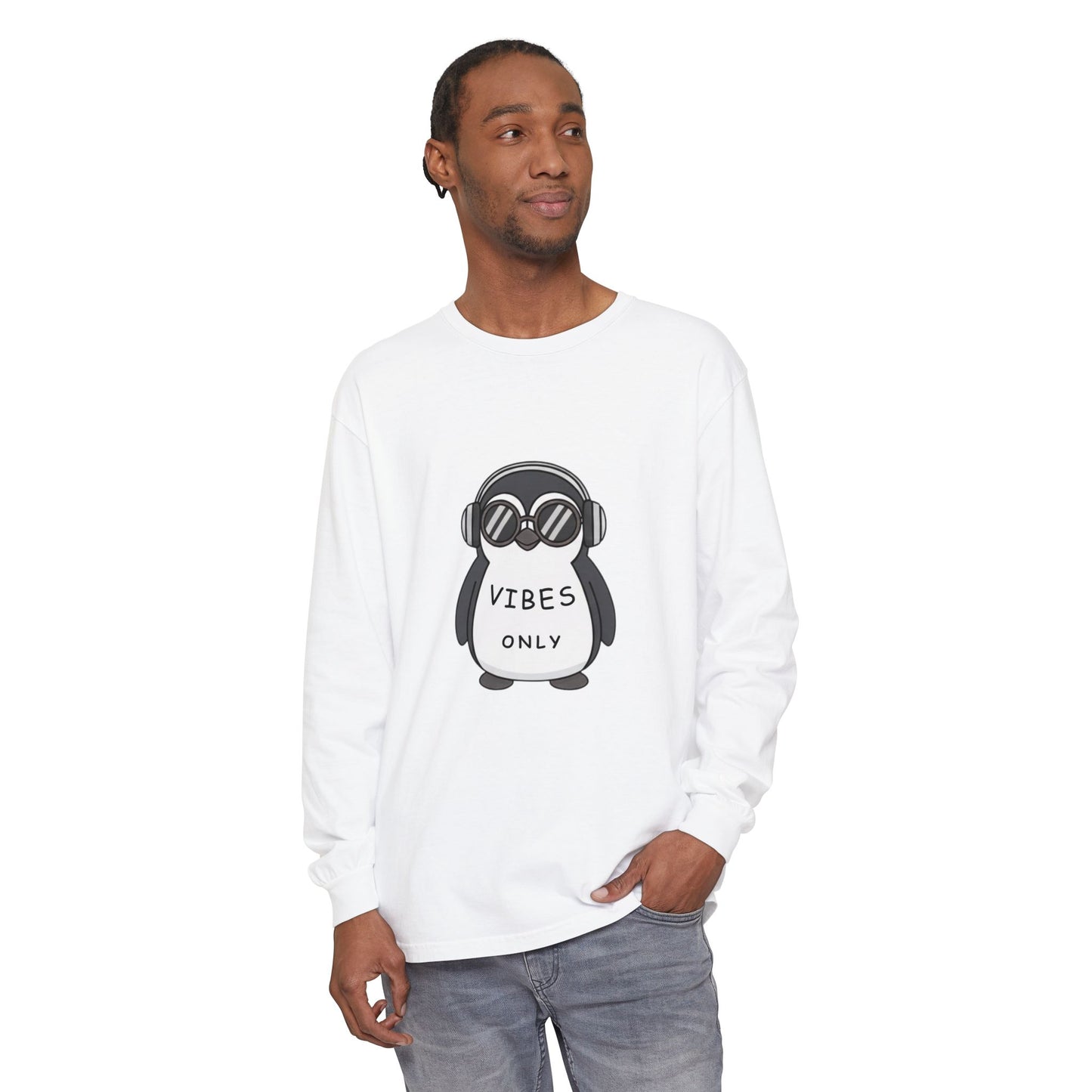 Vibes Only Penguin Long Sleeve T-Shirt