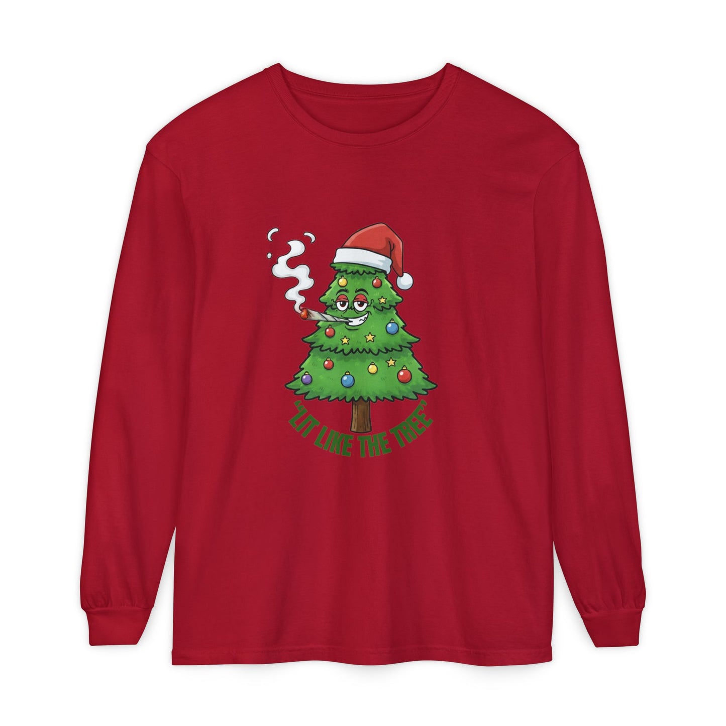 Funny 'Lit Like The Tree' Christmas Tree Long Sleeve Tee