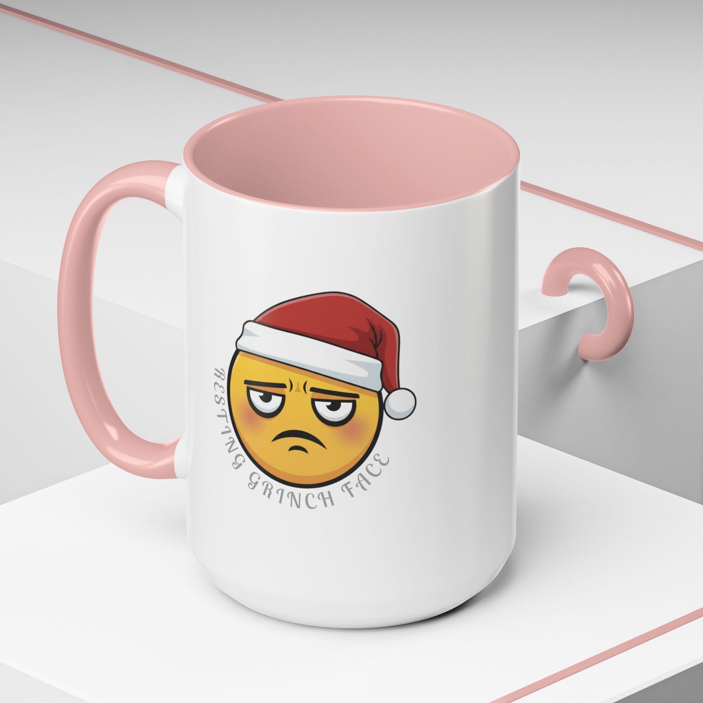 Grinch Face Accent Coffee Mug — Funny Santa Emoji Holiday Coffee Cup (11/15 oz)