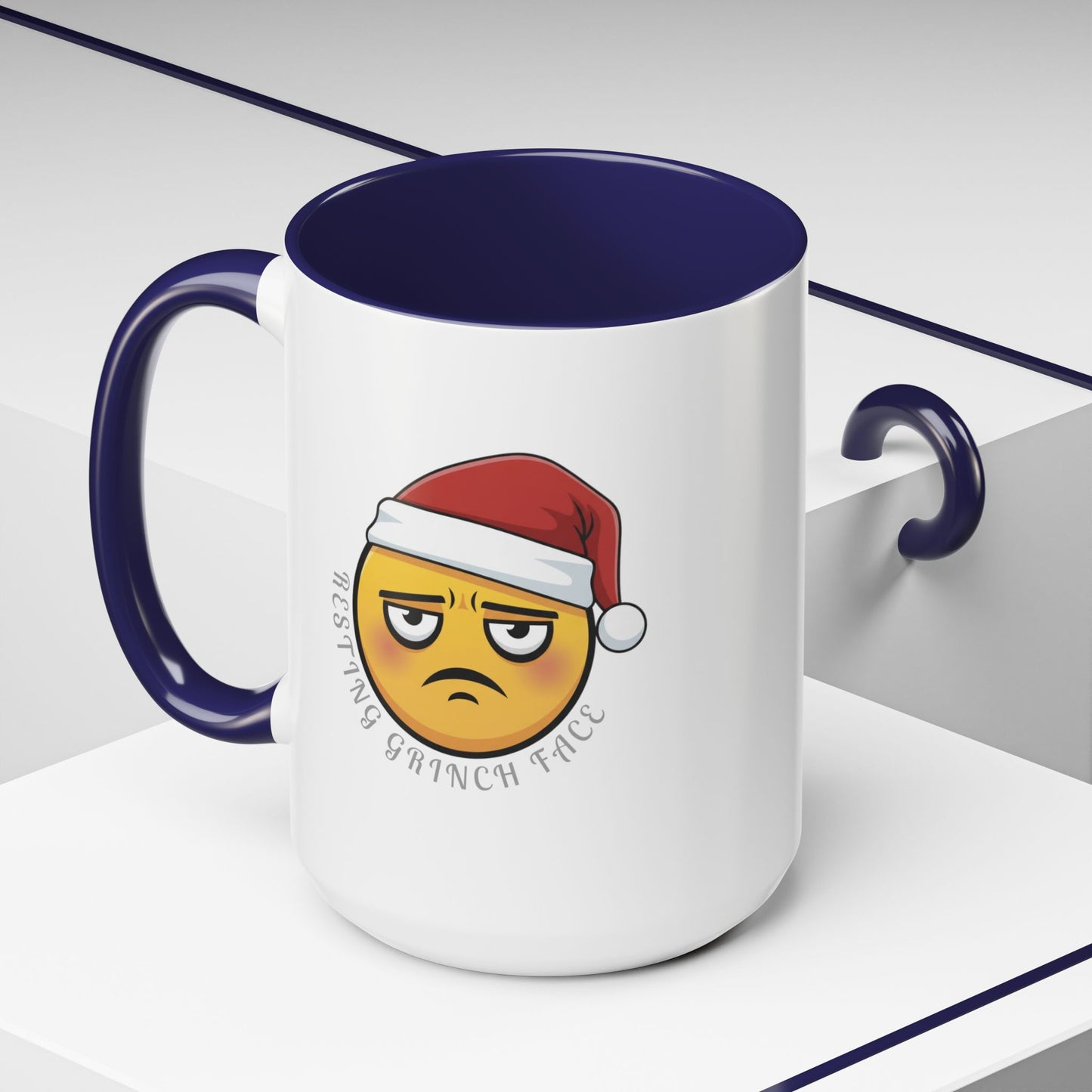 Grinch Face Accent Coffee Mug — Funny Santa Emoji Holiday Coffee Cup (11/15 oz)