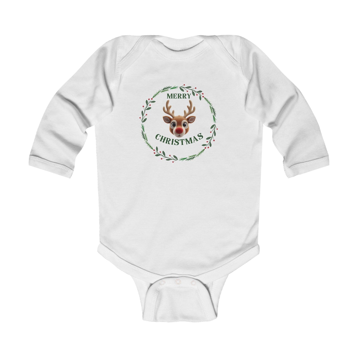 Merry Christmas Reindeer Infant Long Sleeve Bodysuit