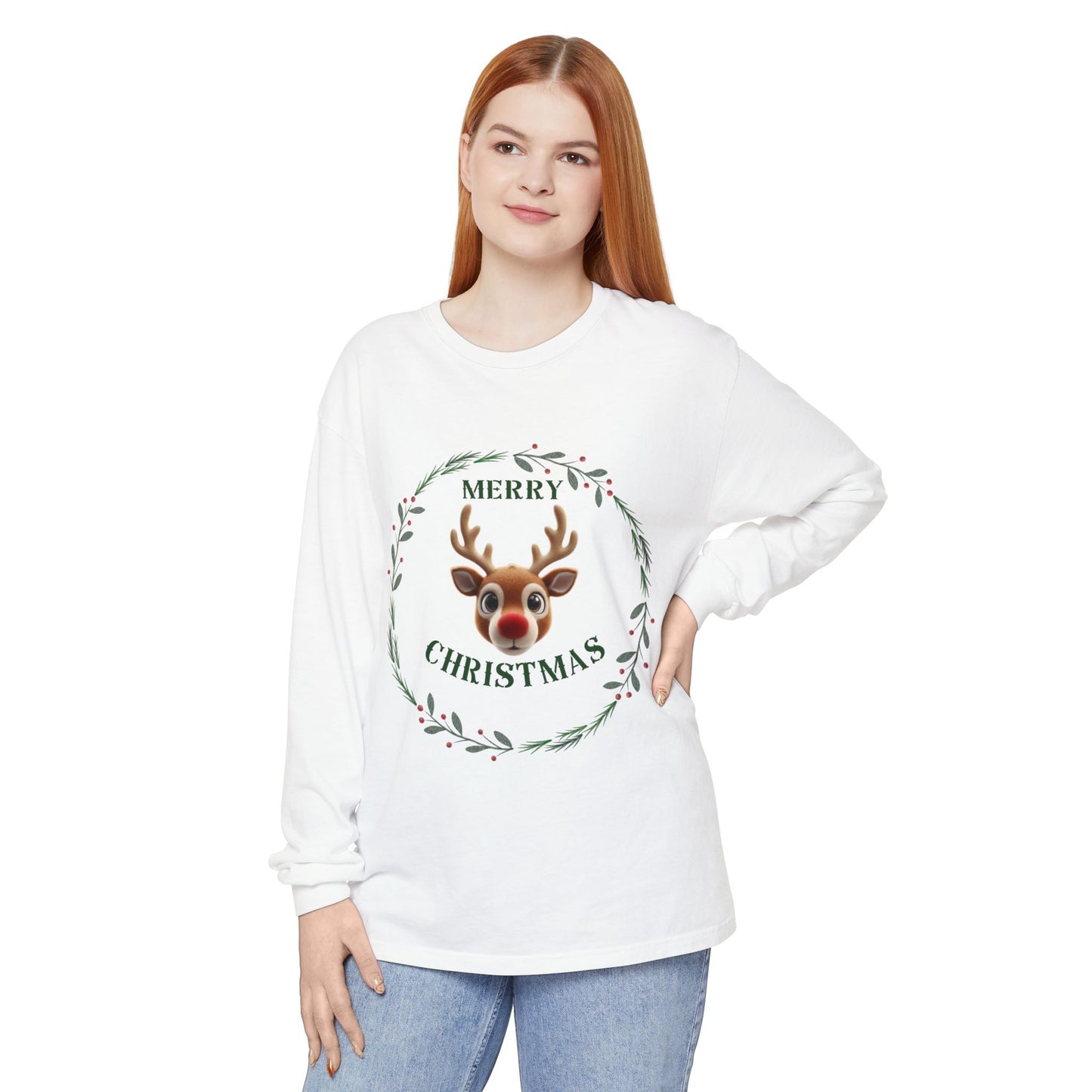Merry Christmas Reindeer Long Sleeve T-Shirt