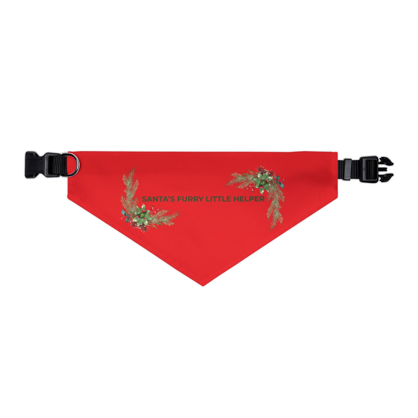 Pet Bandana — "Santa's Furry Little Helper" Red Holiday Collar Bandana for Dogs & Cats