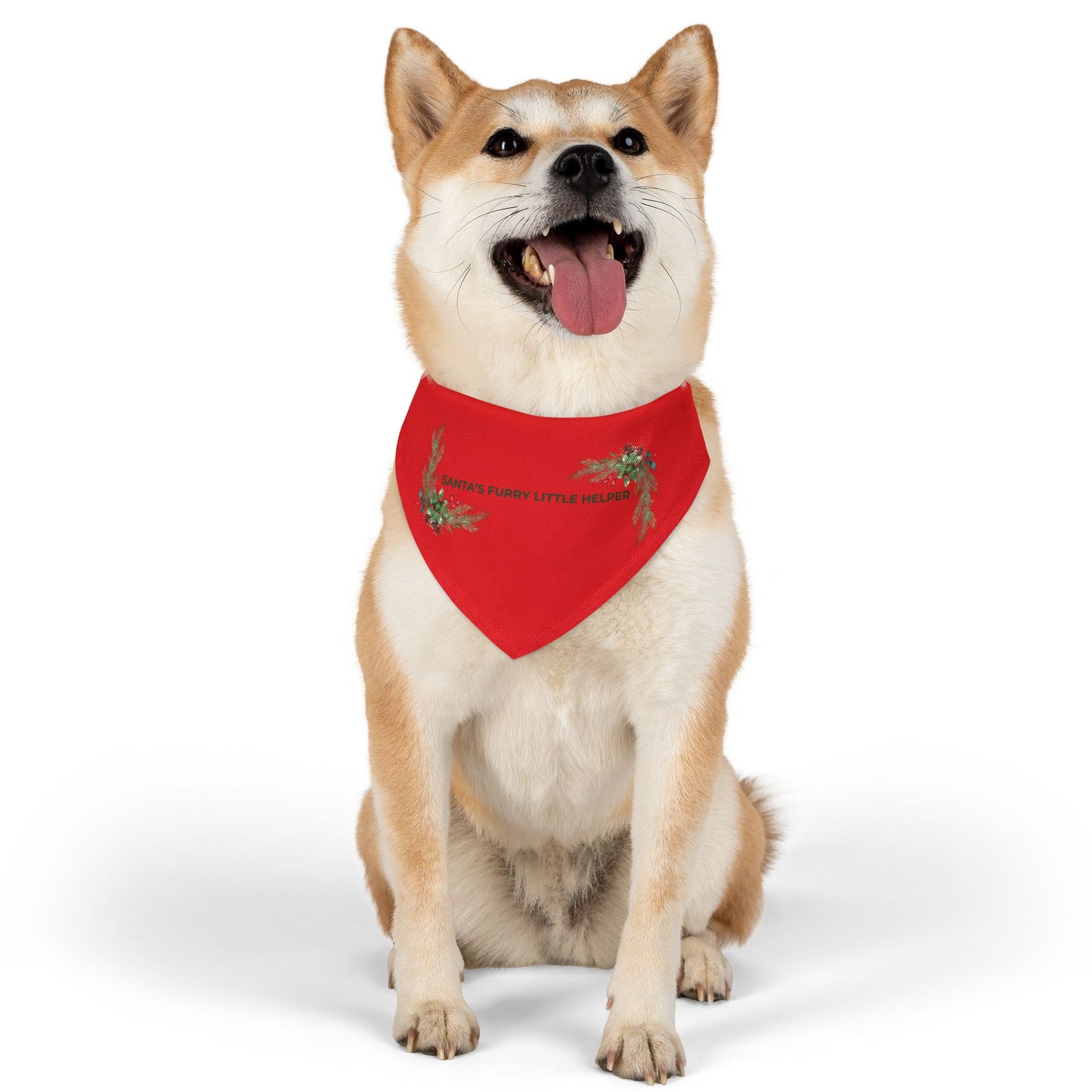 Pet Bandana — "Santa's Furry Little Helper" Red Holiday Collar Bandana for Dogs & Cats