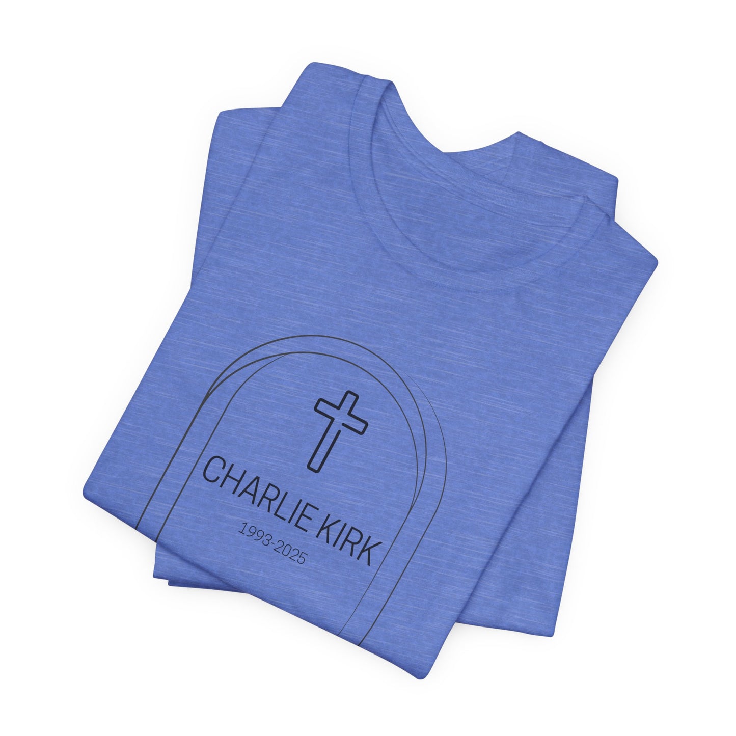 Charlie Kirk, Christian Faith Unisex Tee, Graveyard Cross Shirt, Religious Casual Wear, Inspirational Gift, Church Event Tee