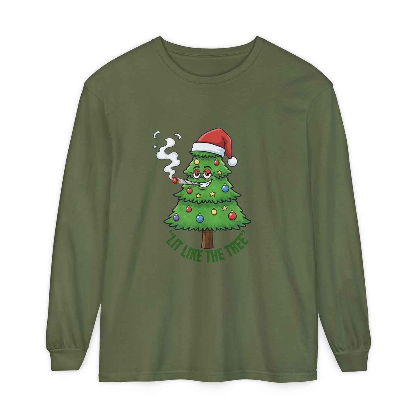 Funny 'Lit Like The Tree' Christmas Tree Long Sleeve Tee