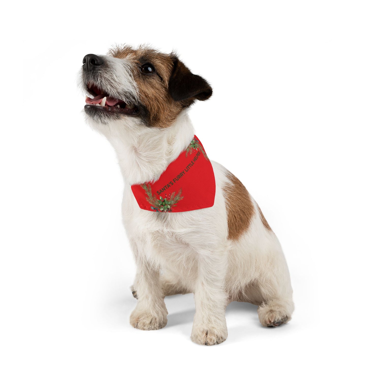 Pet Bandana — "Santa's Furry Little Helper" Red Holiday Collar Bandana for Dogs & Cats