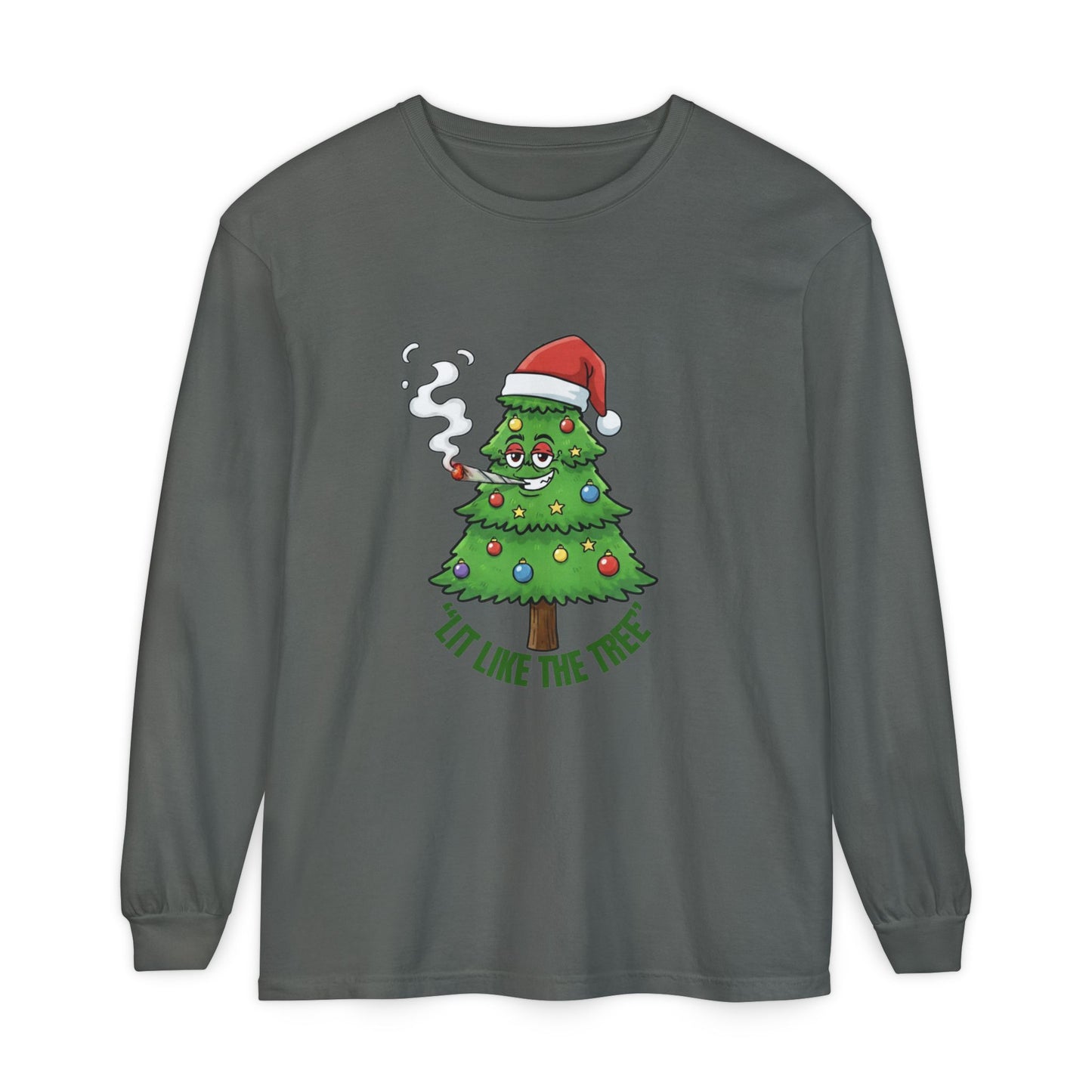 Funny 'Lit Like The Tree' Christmas Tree Long Sleeve Tee