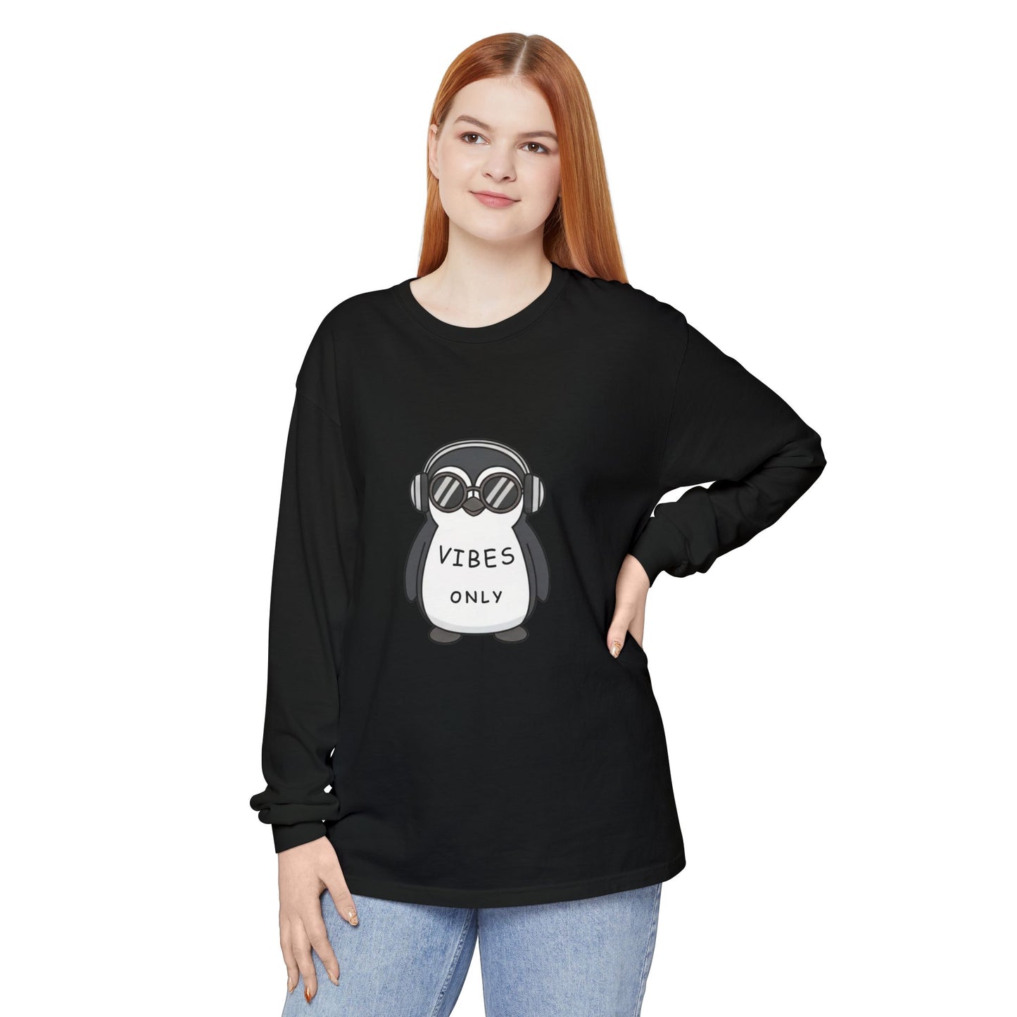 Vibes Only Penguin Long Sleeve T-Shirt