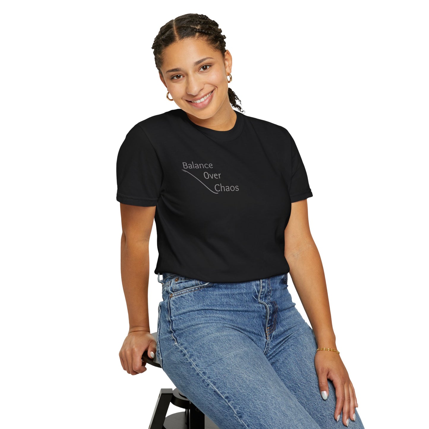 Balance Over Chaos Unisex Garment-Dyed T-Shirt, Casual Tee, Gift for Mindfulness, Relaxed Fit Top, Everyday Wear