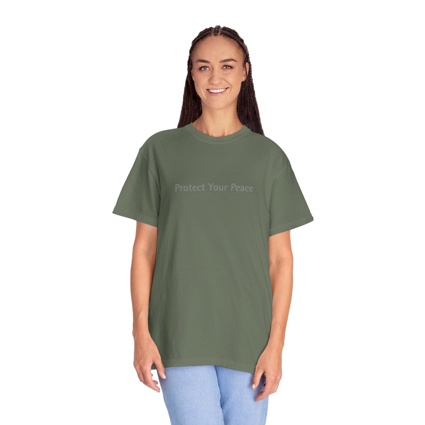 Protect Your Peace Unisex Garment-Dyed T-Shirt, Relaxed Fit Tee, Mindfulness Apparel, Stress Relief Clothing, Casual Gift