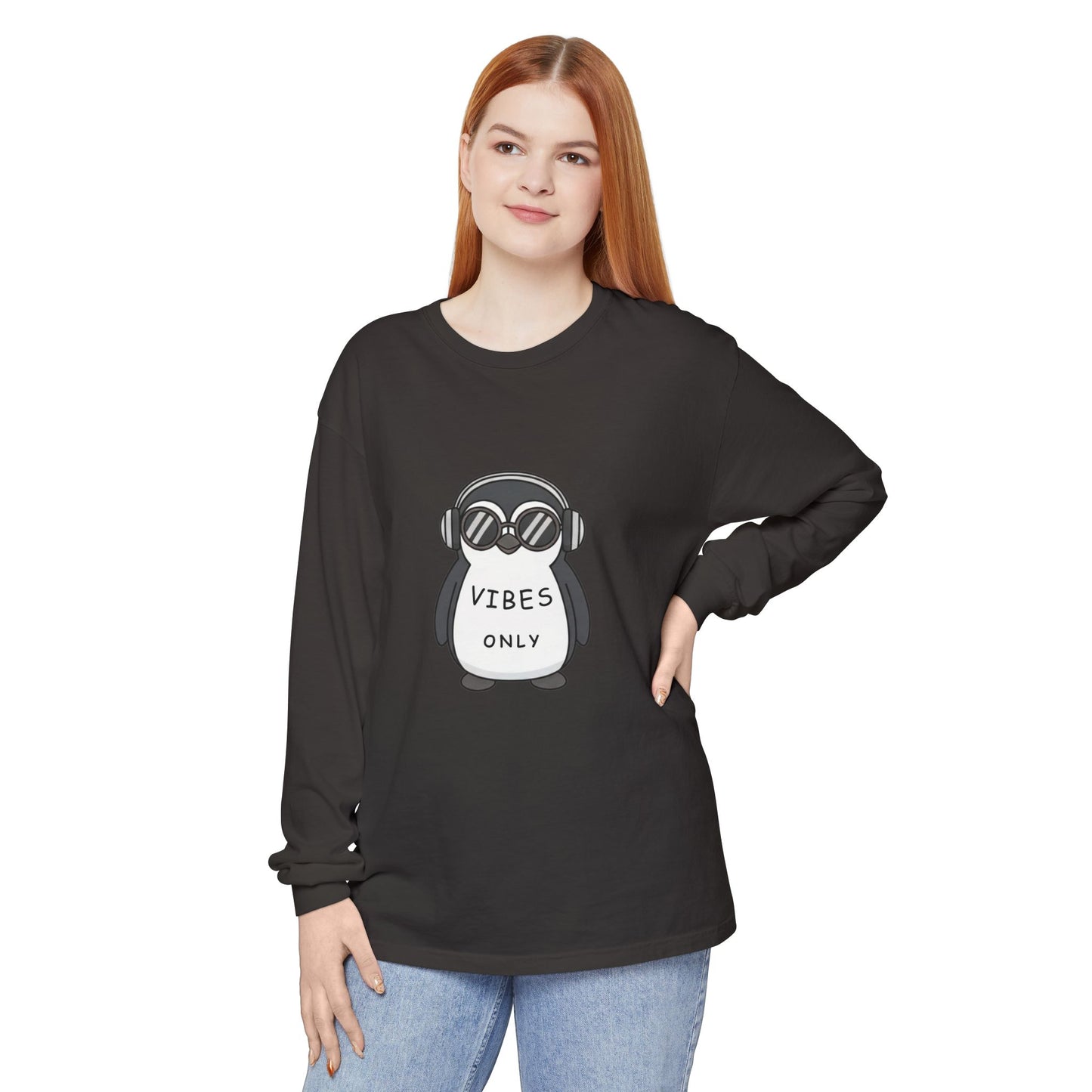 Vibes Only Penguin Long Sleeve T-Shirt