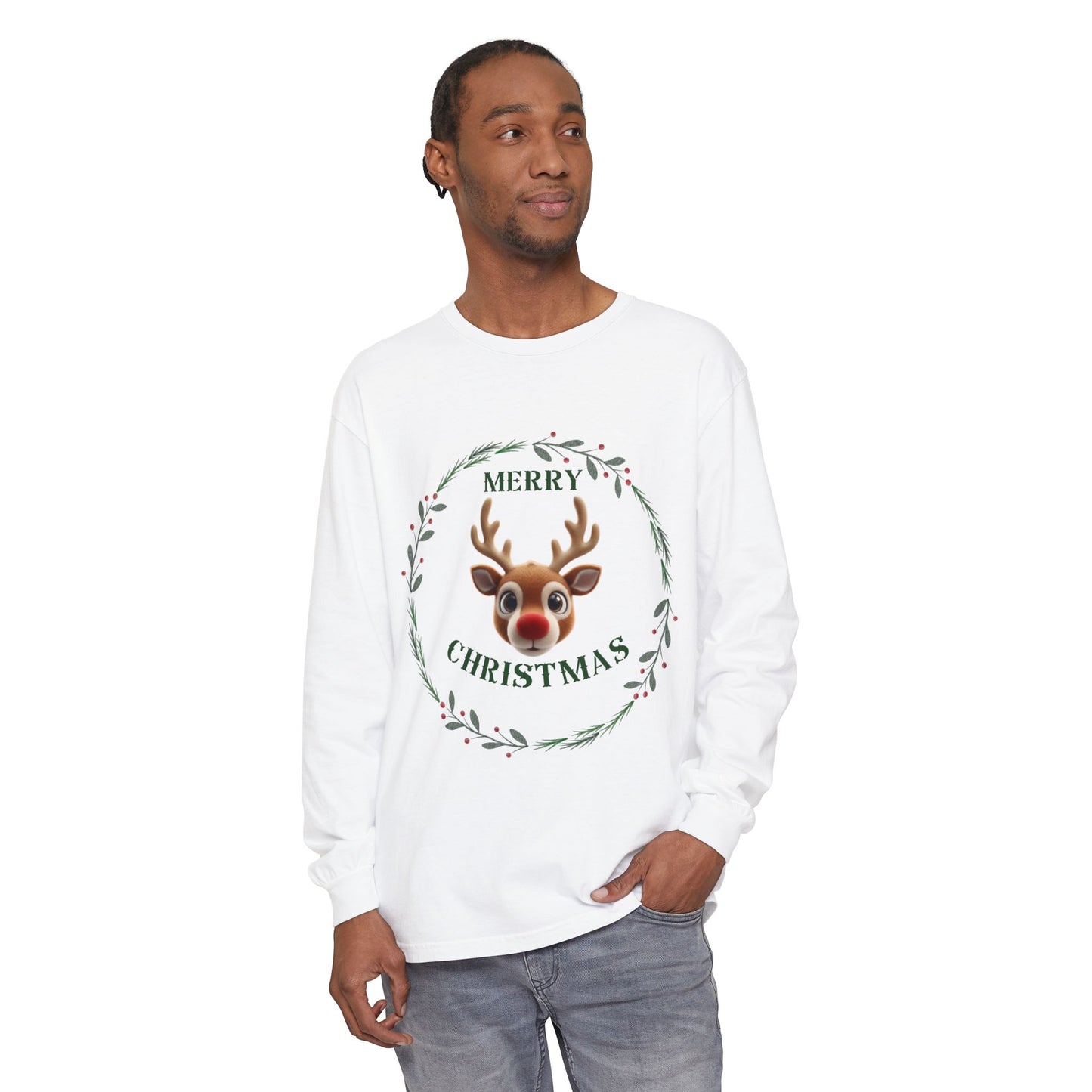 Merry Christmas Reindeer Long Sleeve T-Shirt