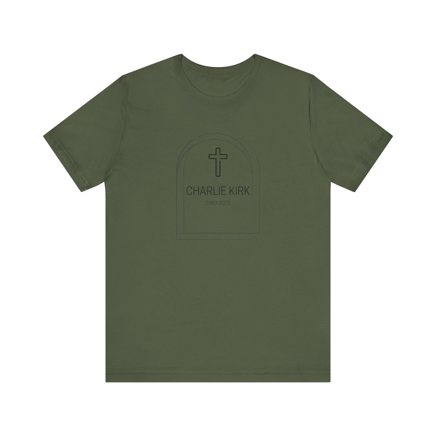 Charlie Kirk, Christian Faith Unisex Tee, Graveyard Cross Shirt, Religious Casual Wear, Inspirational Gift, Church Event Tee